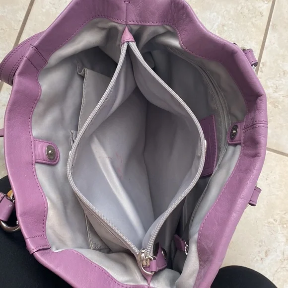 Coach Purple Leather Satchel with Removable Shoulder Strap - Picture 5 of 7